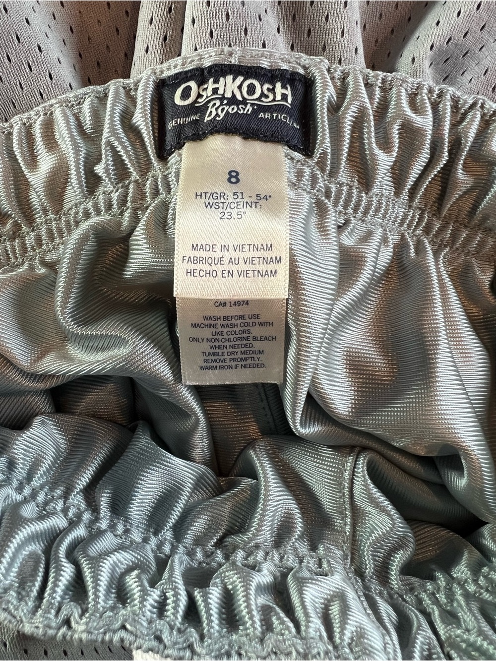 OshKosh B’gosh Boys Gray Mesh Basketball Shorts Size 8 - Picture 4 of 4